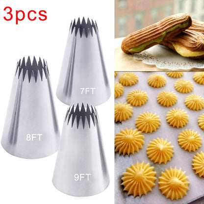 Russian Open Star Piping Nozzles, Cake Decorating Tips Set, Icing Pastry Nozzles for Cupcakes & Cookies
