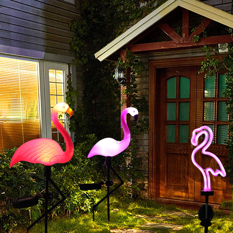 Solar Patio Ground Lantern Waterproof Stake Light Pathway Decor Solar Flamingo Light LED Outdoor 1