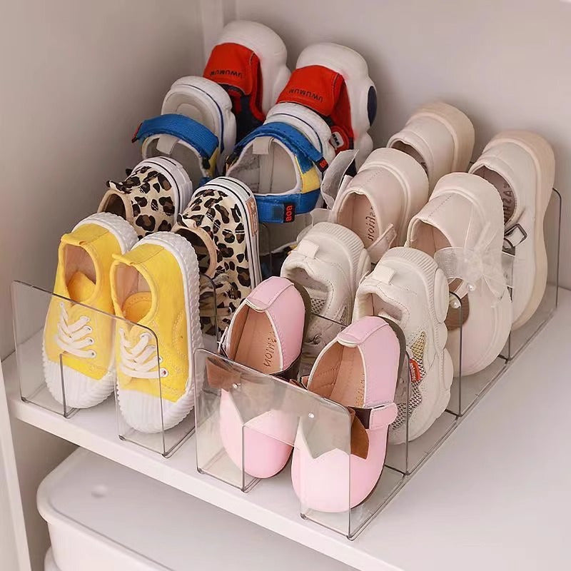Acrylic Children Shoe Organiser, Compartments Transparent Shoe Rack, Baby Shoe Storage Shelf