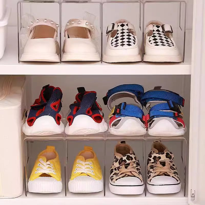 Acrylic Children Shoe Organiser Compartments Transparent Shoe Rack Baby Shoe Storage Shelf 2