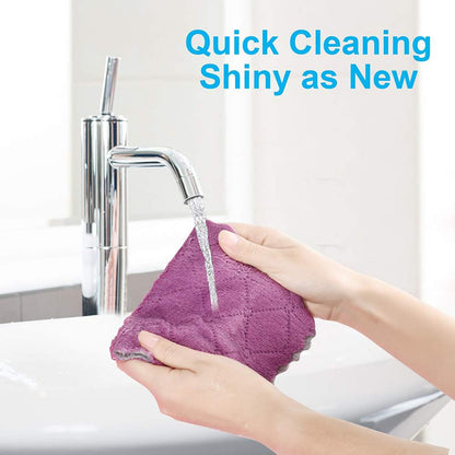Super Absorbent Double-layer Microfiber Towel, Coral Fleece Non-stick Oil Dishcloths for Cleaning