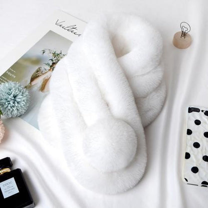 Winter Warm Soft Rabbit Fur Scarf Casual Outdoor Neck Soft Furry Scarves Casual Female Lady Outdoor 2