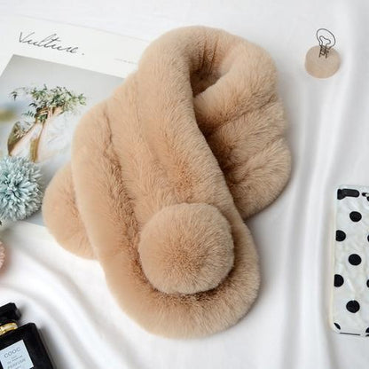 Winter Warm Soft Rabbit Fur Scarf Casual Outdoor Neck Soft Furry Scarves Casual Female Lady Outdoor 5