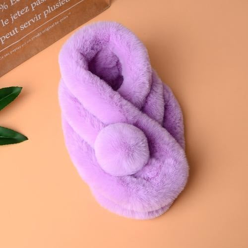 Winter Warm Soft Rabbit Fur Scarf Casual Outdoor Neck Soft Furry Scarves Casual Female Lady Outdoor 6