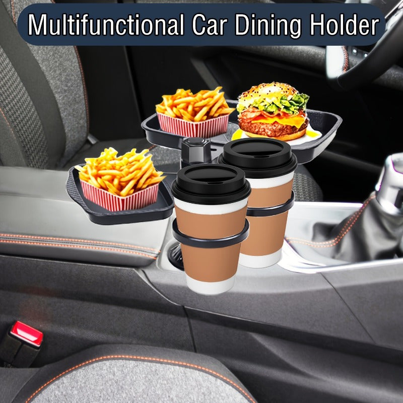 Detachable Car Cup Holder Tray Expandable Food Table With 360 Rotating Design 3