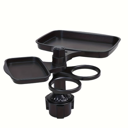 Detachable Car Cup Holder Tray, Expandable Food Table with 360° Rotating Design