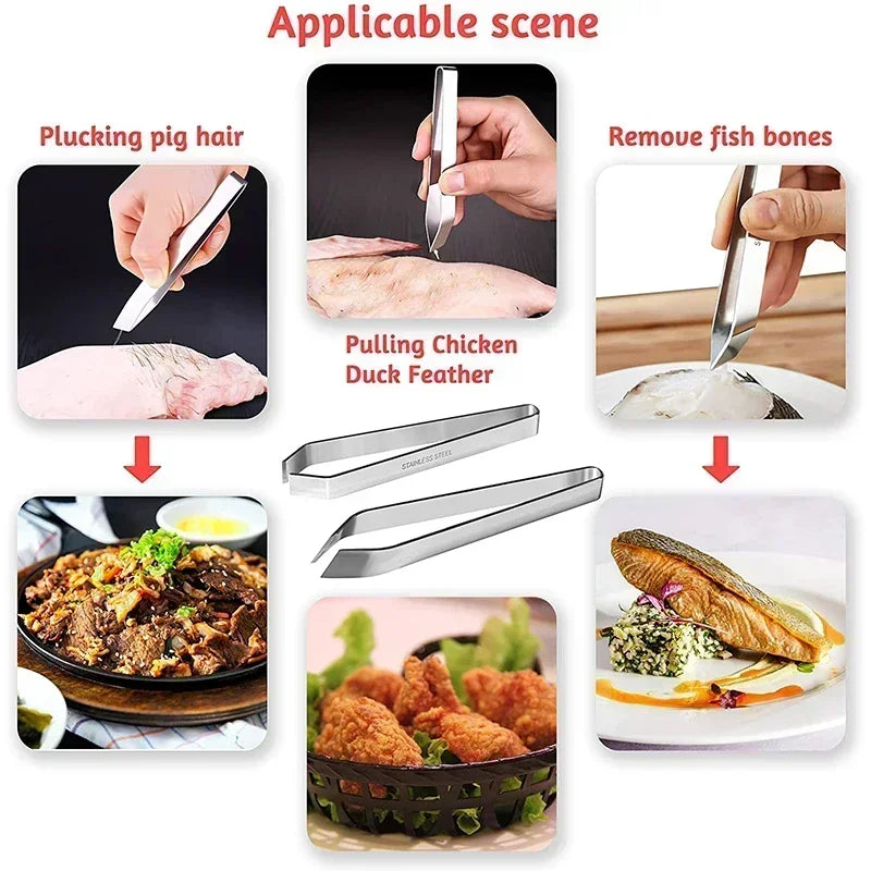 Fish Bone Tweezers, Stainless Steel Pincer Clip Puller, Tongs Fish Bone Remover, Kitchen Gadgets Clamp Tools