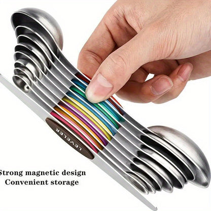 Stainless Steel Magnetic Measuring Spoon Set Double Headed Scale Spoon Baking Tool 1