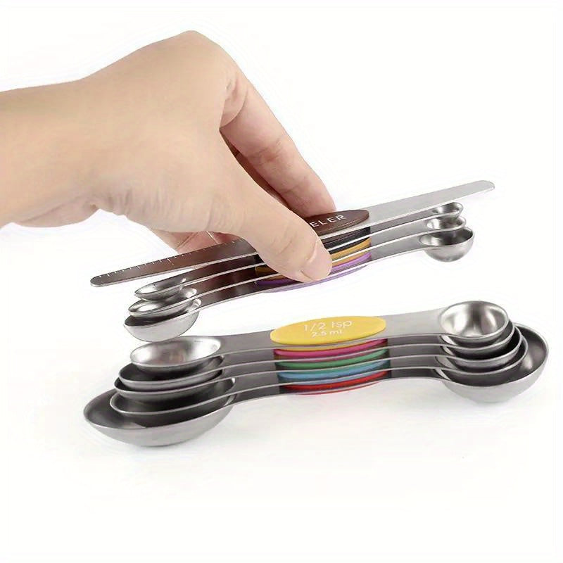 Stainless Steel Magnetic Measuring Spoon Set Double Headed Scale Spoon Baking Tool 2
