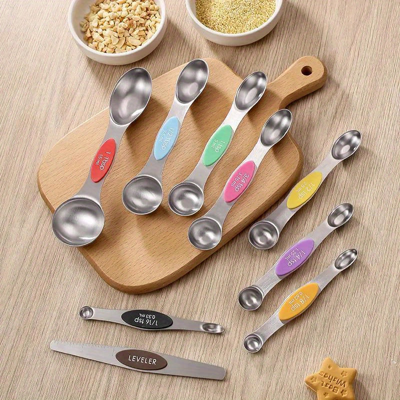 Stainless Steel Magnetic Measuring Spoon Set Double Headed Scale Spoon Baking Tool 3