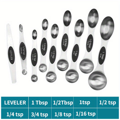 Stainless Steel Magnetic Measuring Spoon Set Double Headed Scale Spoon Baking Tool 7