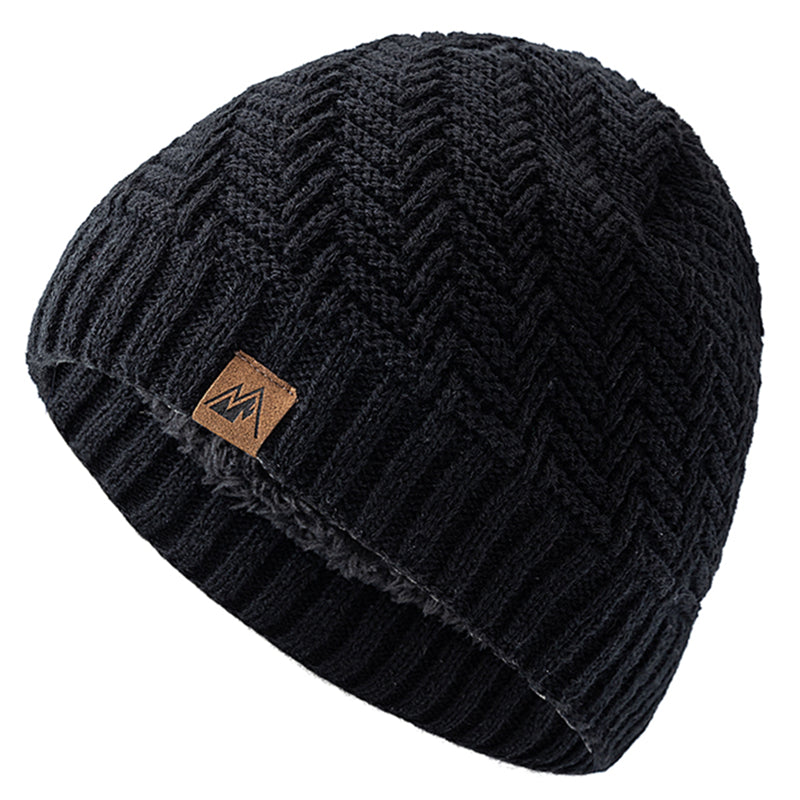 Fashion Knitted Hats For Men And Women, Unisex Peak Labal Winter Hats, Plush Fur Lined Warm Sports Beanie Cap Outdoor