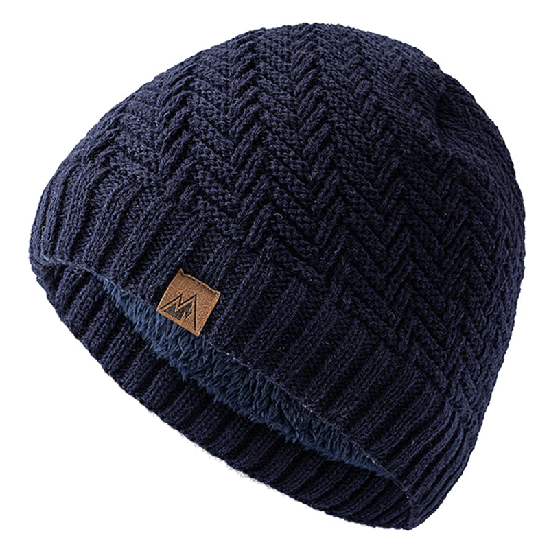 Fashion Knitted Hats For Men And Women, Unisex Peak Labal Winter Hats, Plush Fur Lined Warm Sports Beanie Cap Outdoor