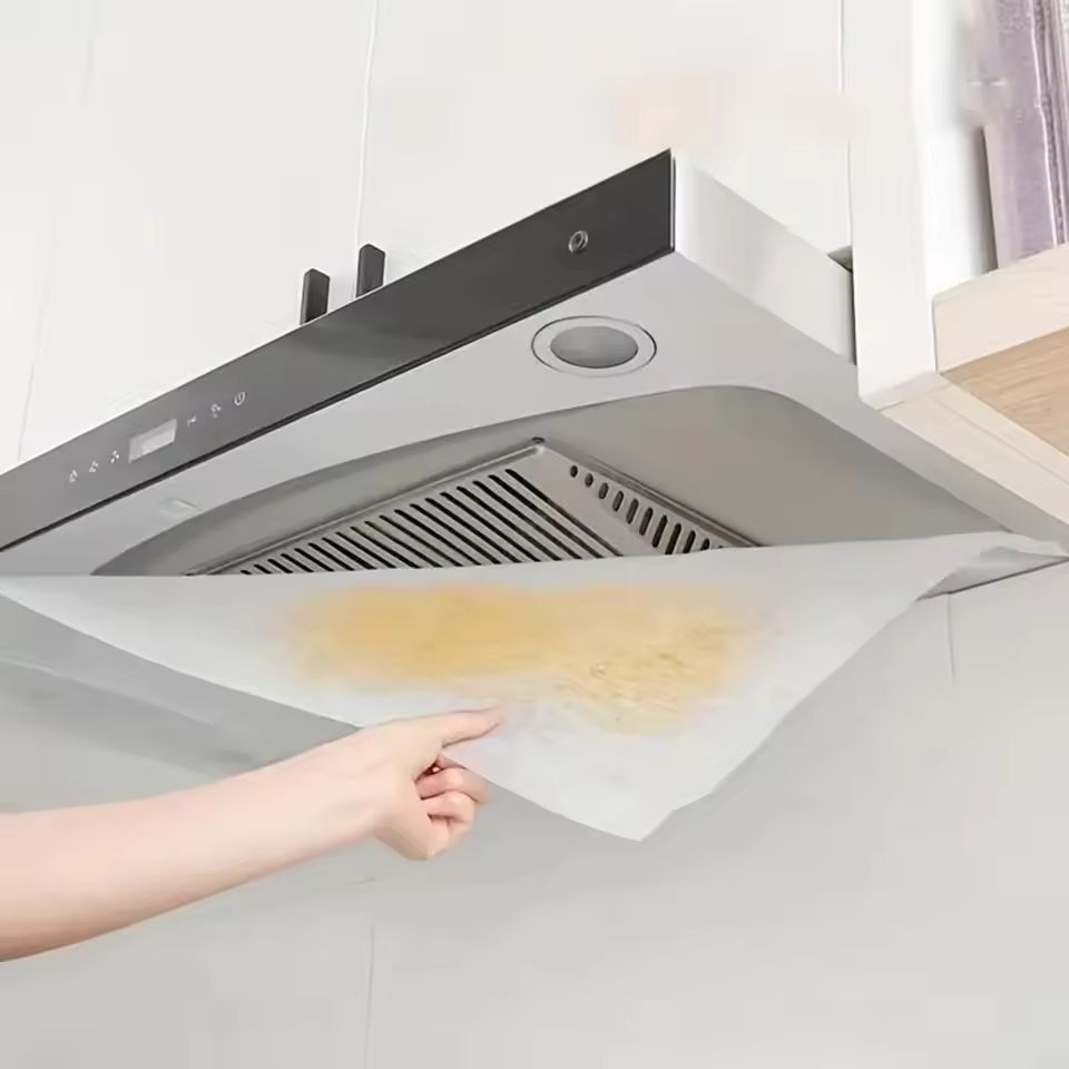SelfCleaning Universal Range Hood Filter Paper  Disposable Grease Absorbing Liner 1