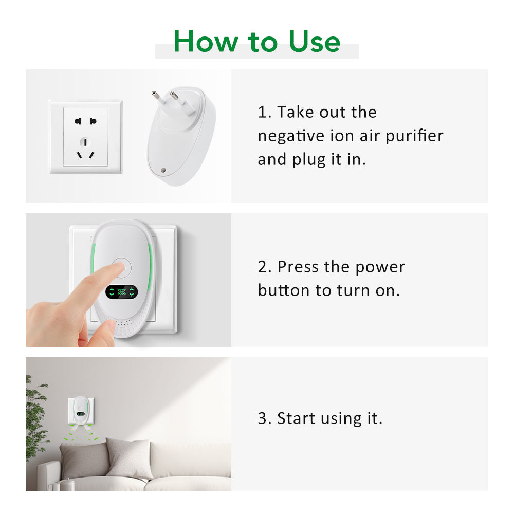 PlugIn Air Purifier Mini Air Ionizer Dust Smoke Odor Remove Negative Ion Generator For Home Bathroo 5
