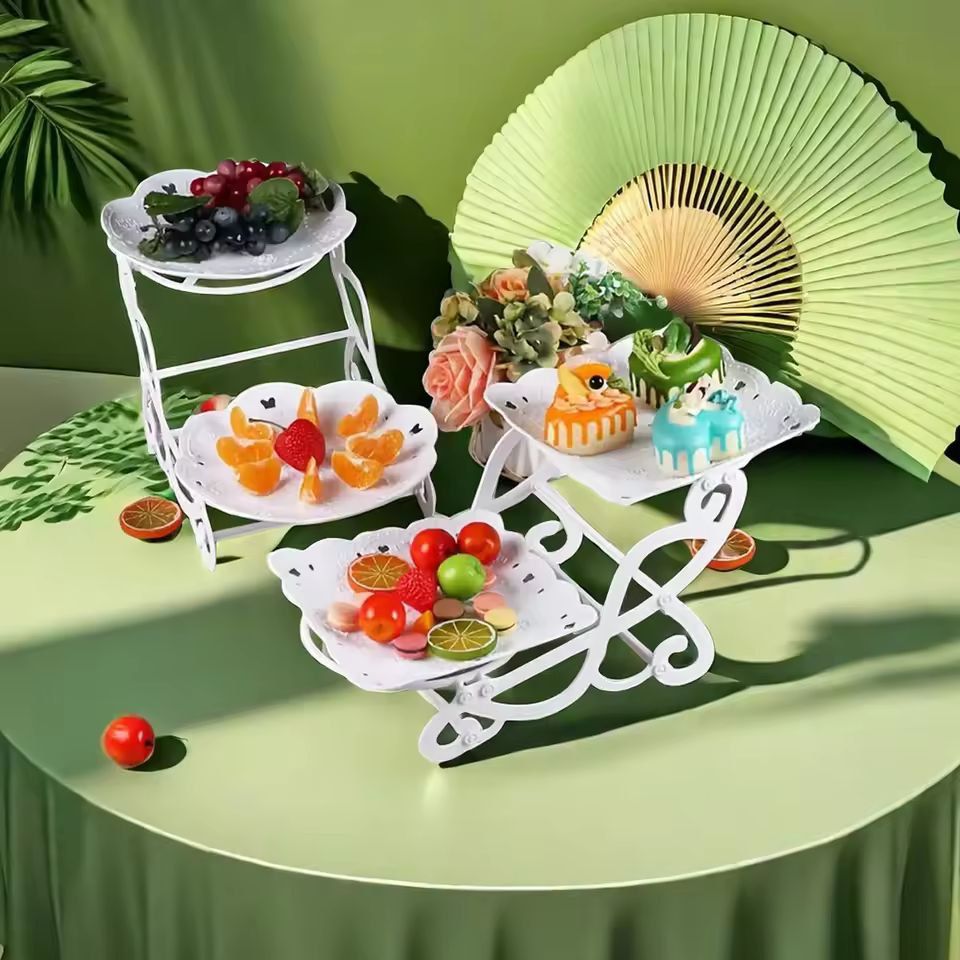 Modern 3-Tier Plastic Dessert Display Stand – Elegant Cake & Fruit Tray for Parties