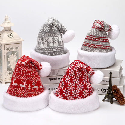 Adult Santa Claus Hat, New Deer Knitted Wool, Thick Plush Christmas Decoration