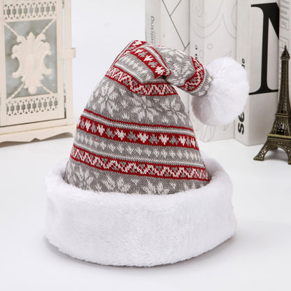 Adult Santa Claus Hat New Deer Knitted Wool Thick Plush Christmas Decoration 1