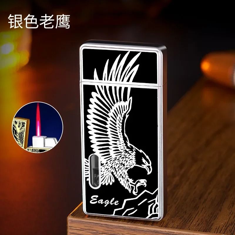 Windproof Metal Lighter With Dragon Embossed Design  Waterproof Direct Flame Elegant Smoking Access 13