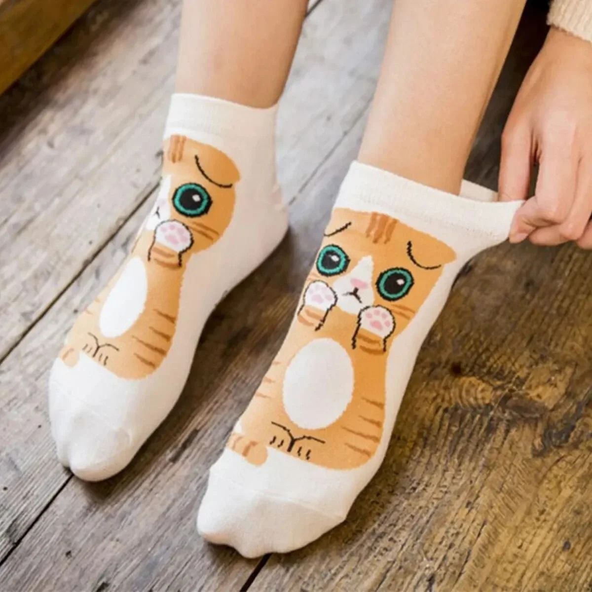 Womens Cartoon Cat Ankle Socks  Breathable Everyday Comfort Set 5 Or 10 Pairs 2