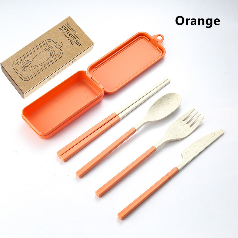 Travel Tableware Set Wheat Straw Camping Cutlery Detachable Dinnerware 9