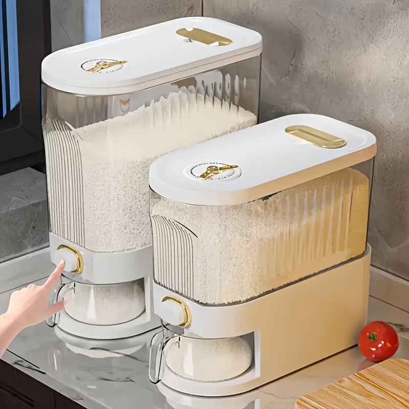 Large Pantry Storage, Rice Dispenser with Measuring Cup Time Markings