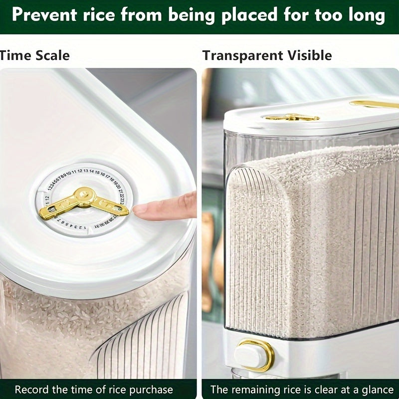 Large Pantry Storage Rice Dispenser With Measuring Cup Time Markings 1
