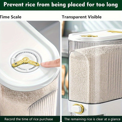 Large Pantry Storage Rice Dispenser With Measuring Cup Time Markings 1