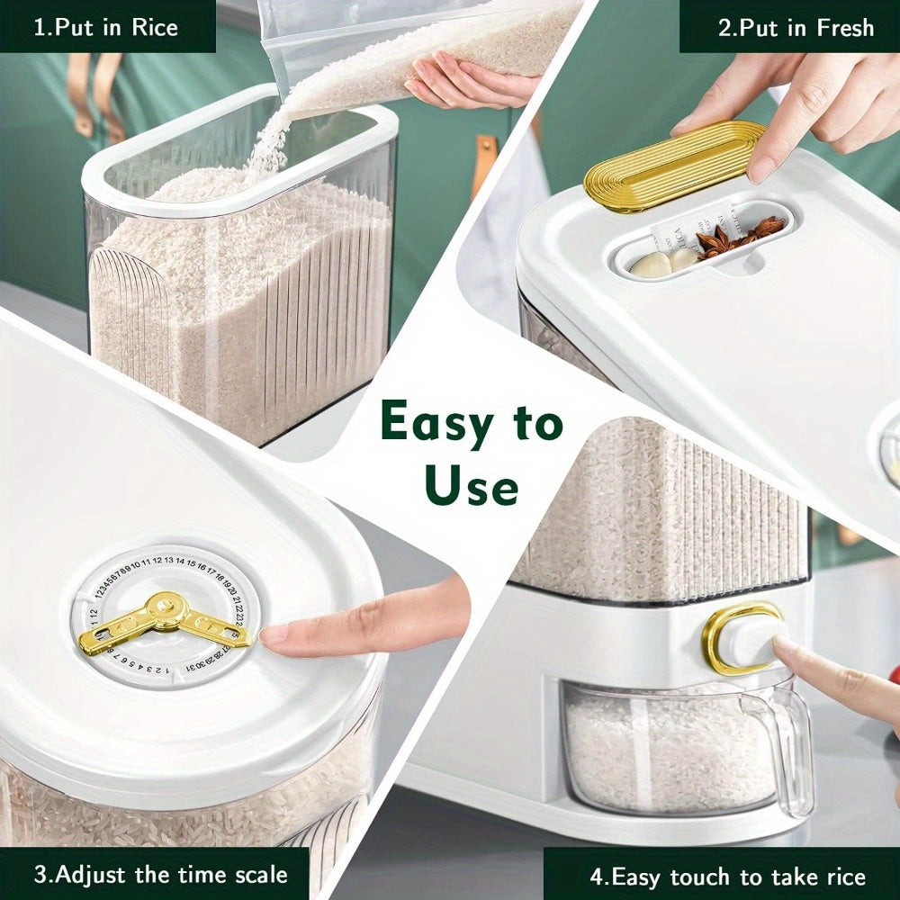 Large Pantry Storage Rice Dispenser With Measuring Cup Time Markings 2