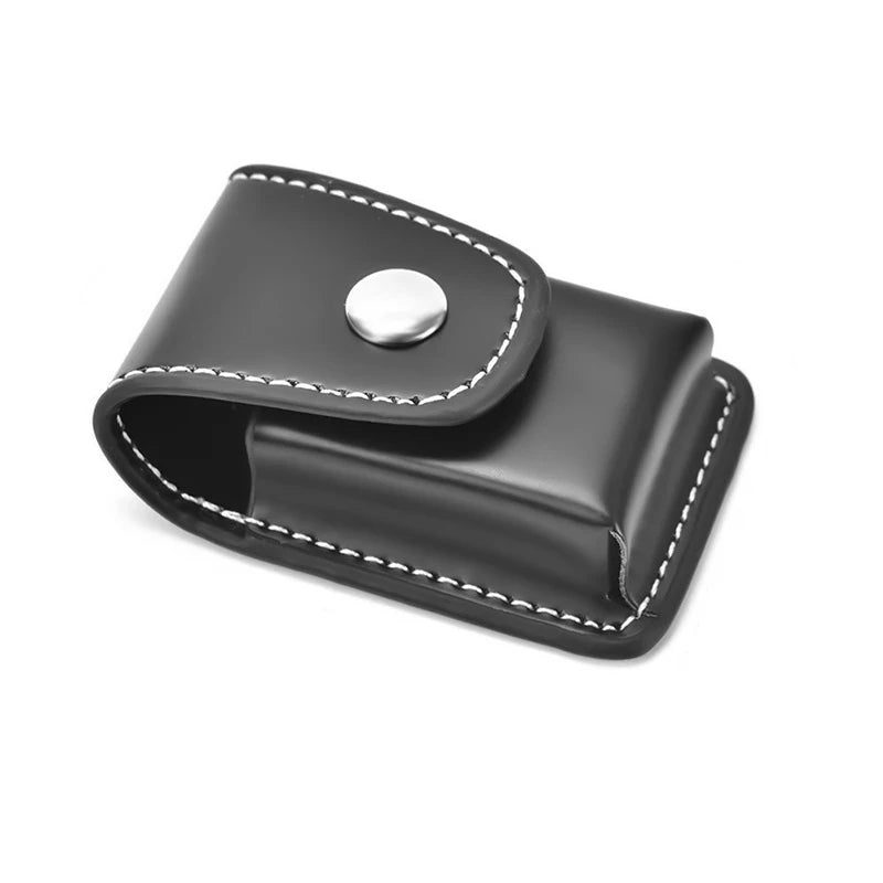 Men Box Holder with High Leather Cover, Windproof Zip Cigarette Lighter Gift, Small Case for Super Match