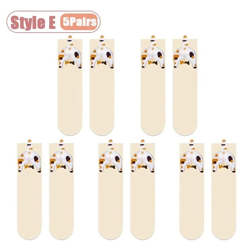 Cartoon Cat Egg Cozy Mid Calf Socks 20