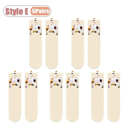 Cartoon Cat Egg Cozy Mid Calf Socks 20