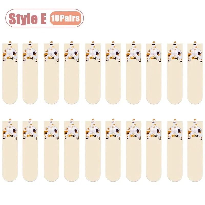 Cartoon Cat Egg Cozy Mid Calf Socks 25