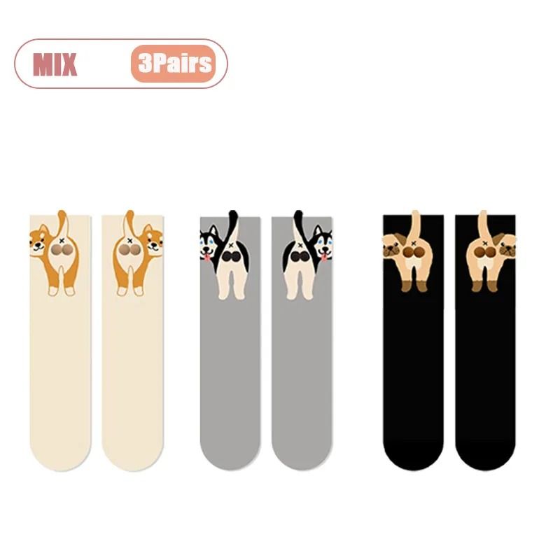 Cartoon Cat Egg Cozy Mid Calf Socks 28