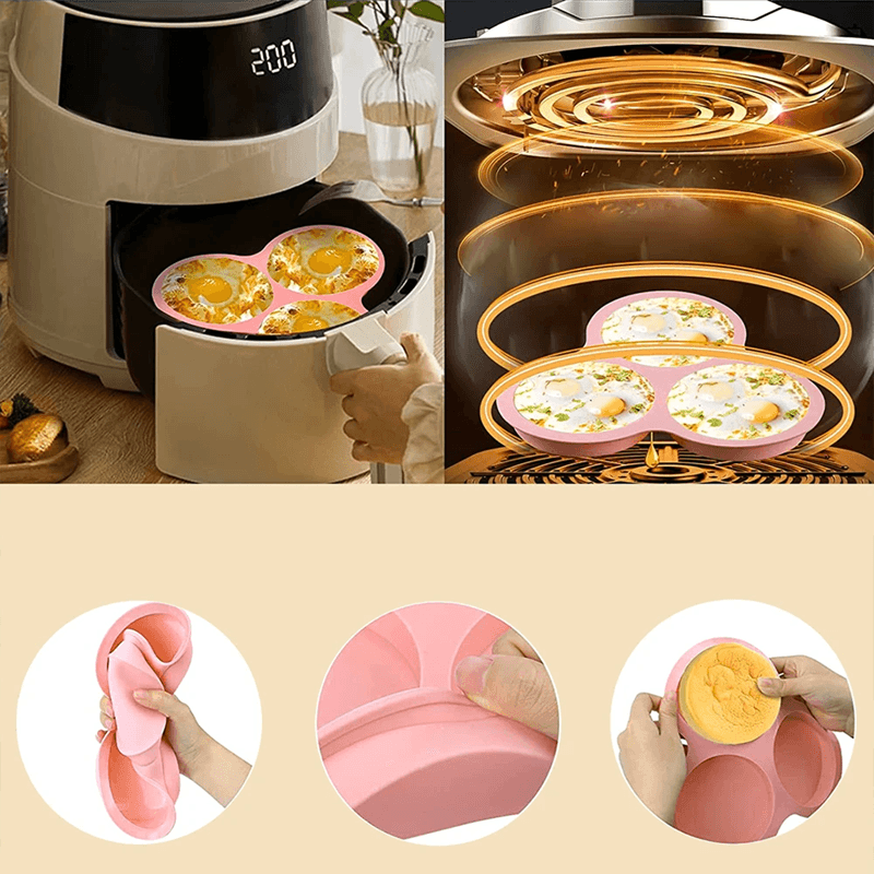 Silicone Three Cavity Air Fryer Egg Mold 1