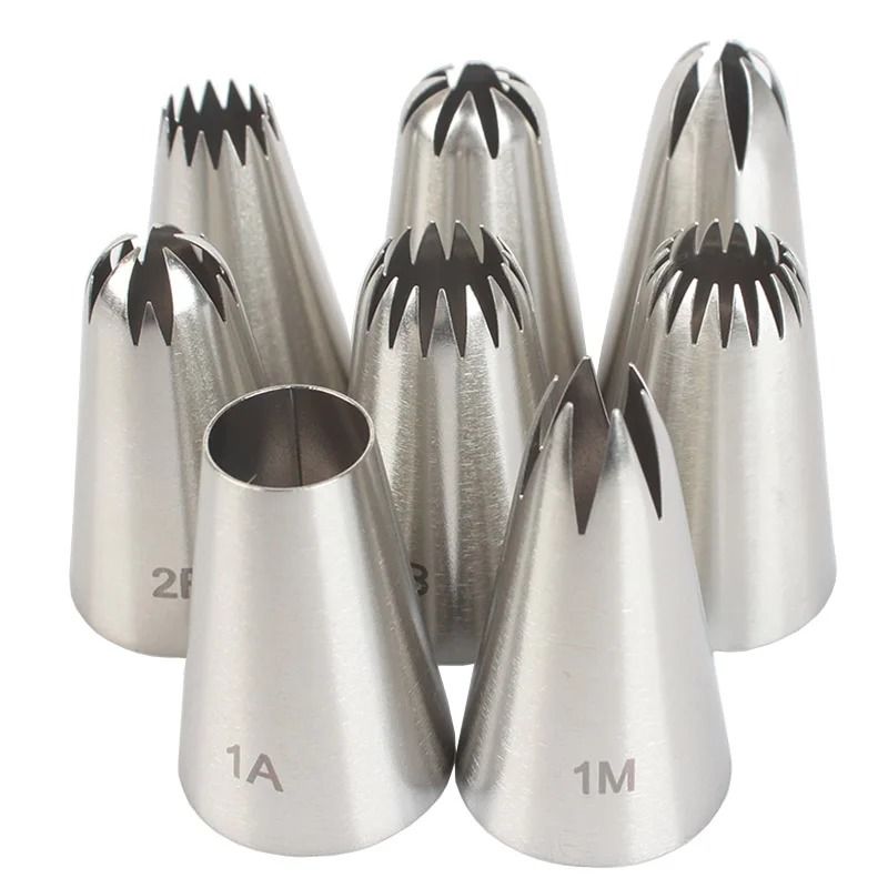 8 Piece Stainless Steel Piping Nozzles Set