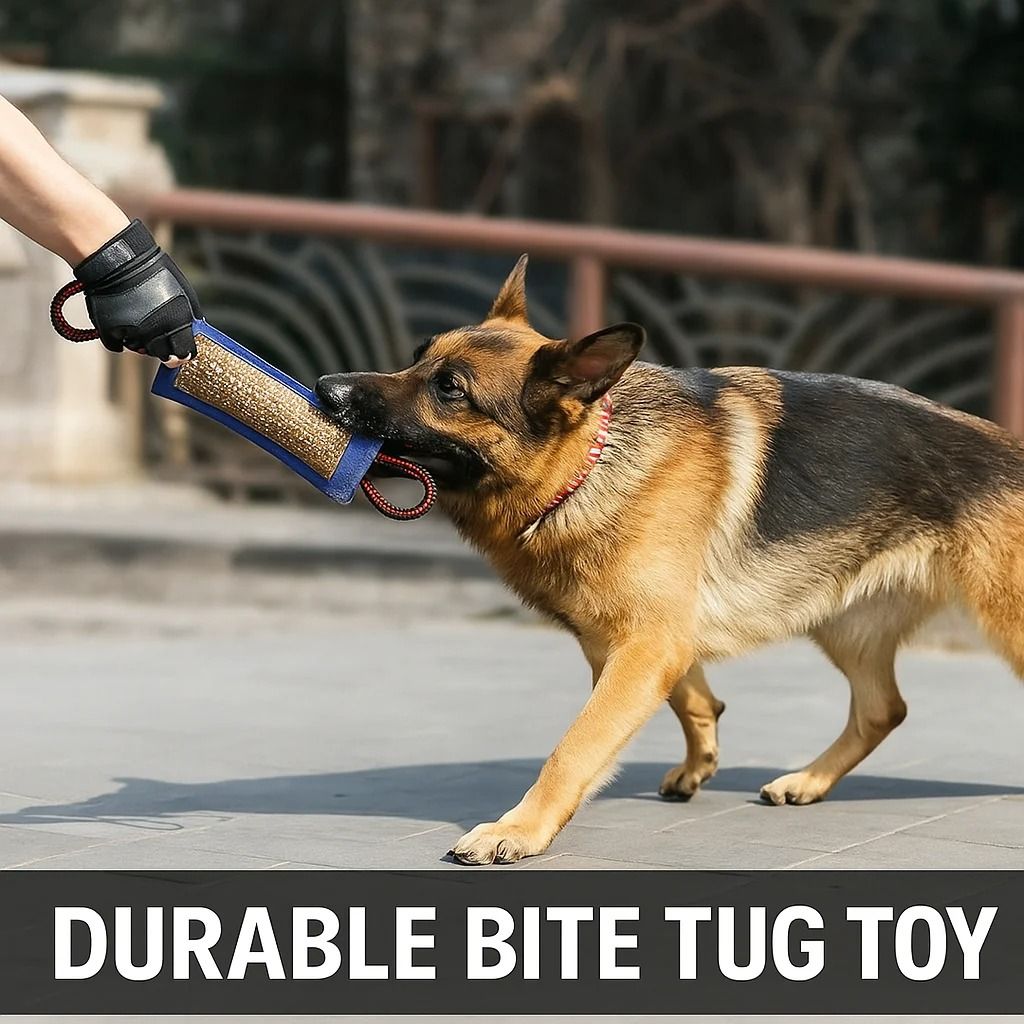 Dog Tug Toy Jute Bite Pillow With Two Handles For Training And Play 1