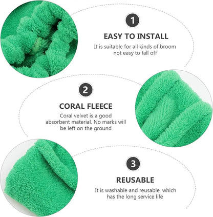 Multifunctional Coral Fleece Broom Cloth Cover Reusable Mop Pad 4