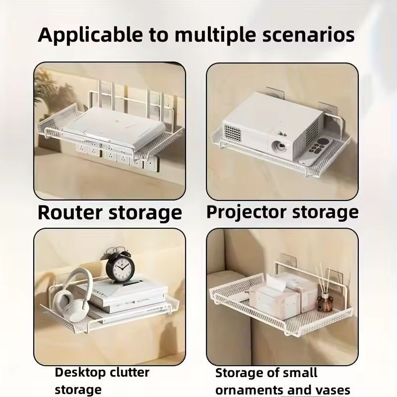 Compact WallMounted Router Shelf  SpaceSaving NoDrill Organizer For Routers TV Boxes  Small Items 4