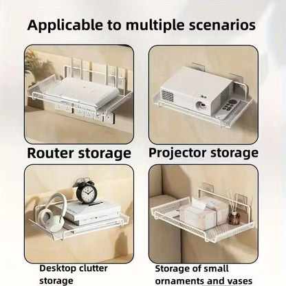 Compact WallMounted Router Shelf  SpaceSaving NoDrill Organizer For Routers TV Boxes  Small Items 4