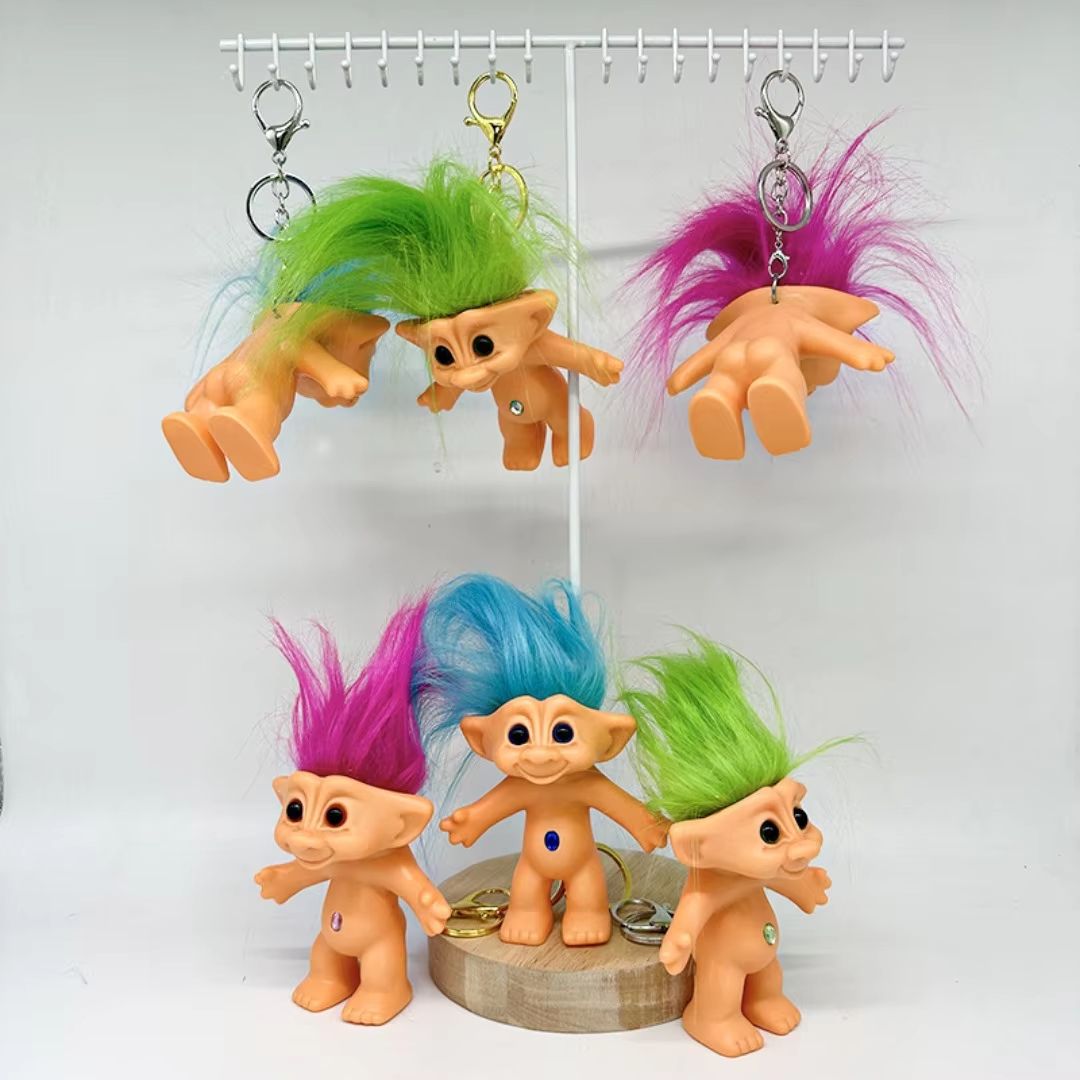 10cm Colorful Hair Troll Doll Keychain Good Luck Bag Charm 4