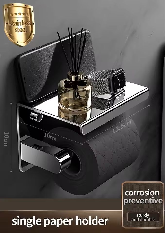 Stainless Steel 304 WallMounted Toilet Paper Holder Waterproof Bathroom Tissue Box  Roll Dispenser 2