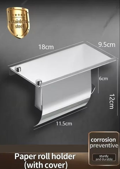Stainless Steel 304 WallMounted Toilet Paper Holder Waterproof Bathroom Tissue Box  Roll Dispenser 3