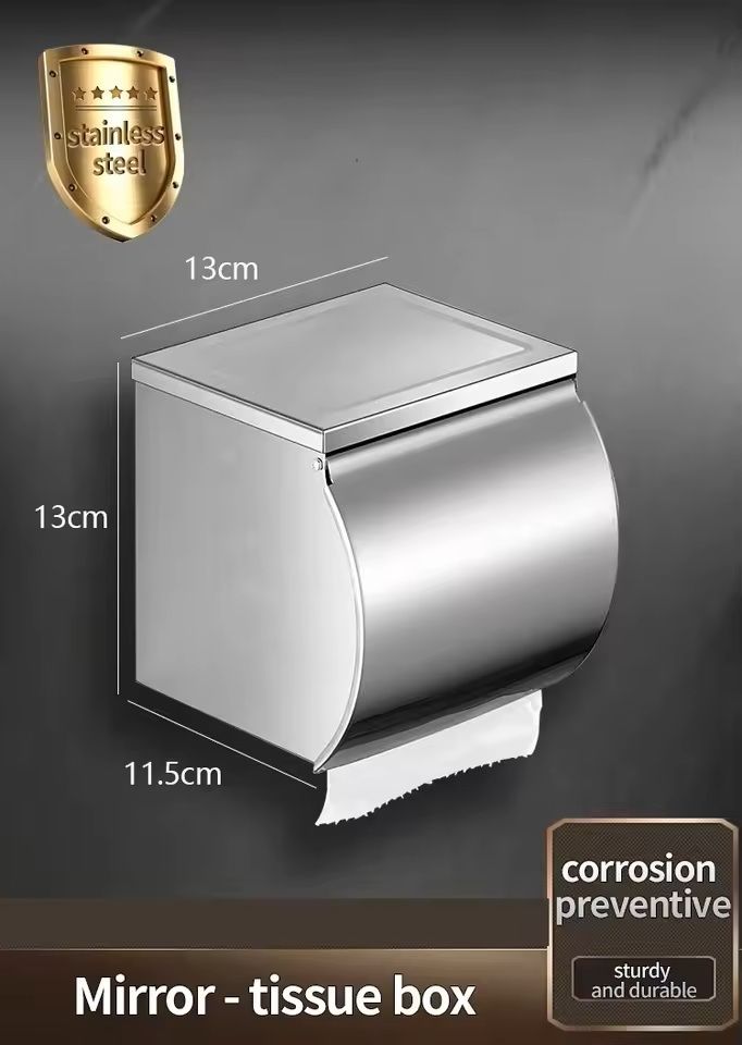 Stainless Steel 304 WallMounted Toilet Paper Holder Waterproof Bathroom Tissue Box  Roll Dispenser 5