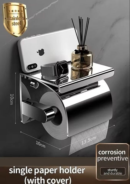 Stainless Steel 304 WallMounted Toilet Paper Holder Waterproof Bathroom Tissue Box  Roll Dispenser 7