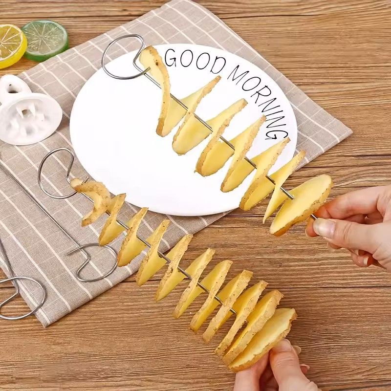 Rotating Spiral Potato Slicer Set  Stainless Steel Twisted Fries Cutter  Creative Veggie Spiralizer 3