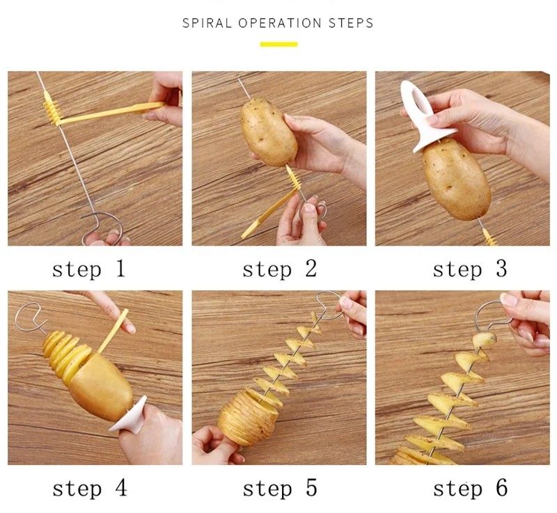 Rotating Spiral Potato Slicer Set  Stainless Steel Twisted Fries Cutter  Creative Veggie Spiralizer 1