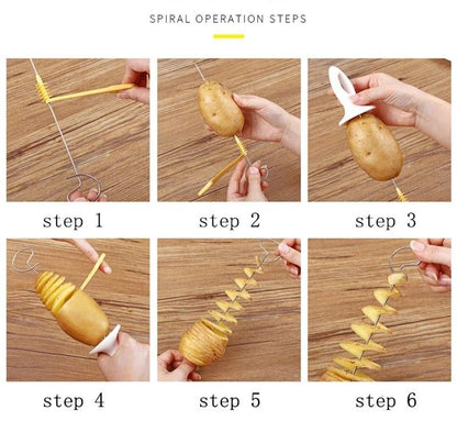 Rotating Spiral Potato Slicer Set  Stainless Steel Twisted Fries Cutter  Creative Veggie Spiralizer 1