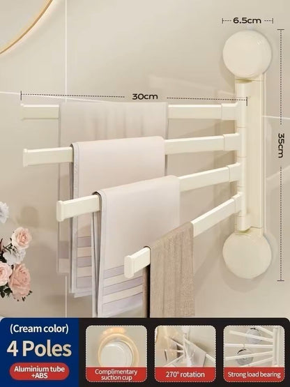 Rotating SuctionCup Towel Rack NoDrill WallMounted Bathroom  Kitchen Organizer 1