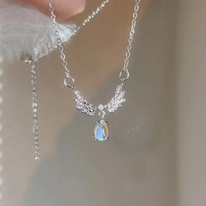 Angel Wings Moonstone Pendant Necklace